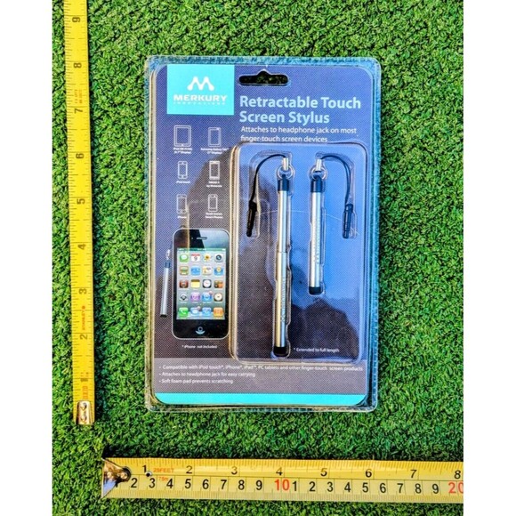 Merkury Retractable Touch Screen Stylus Twin Pack+Headphone Jack Attachment NIP - Picture 2 of 2